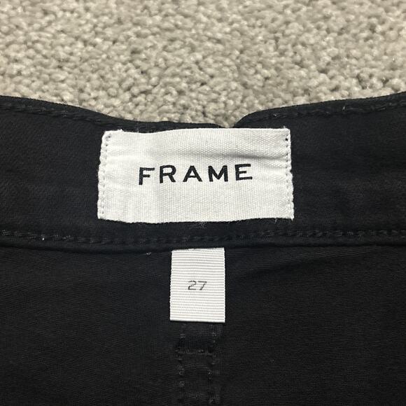 Frame Women's Button Closure Five Pocket Flare Leg Pants Black Size 27 - Picture 2 of 5